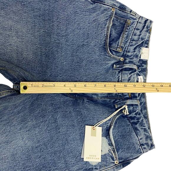 Good American Jeans Women's Size 28 Blue 90's Duster Straight Leg Distressed - Picture 13 of 15